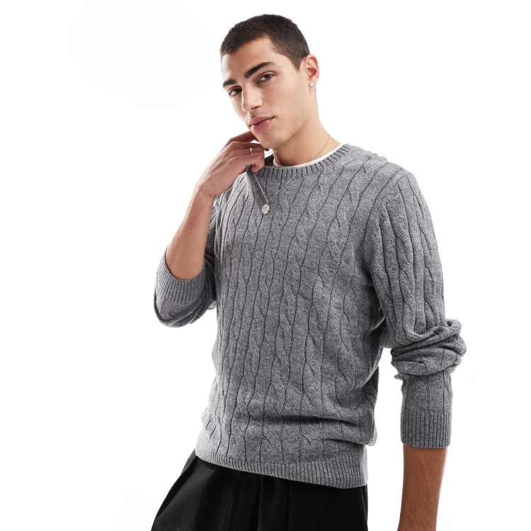 Hollister cable knitted icon detail jumper in light blue ASOS