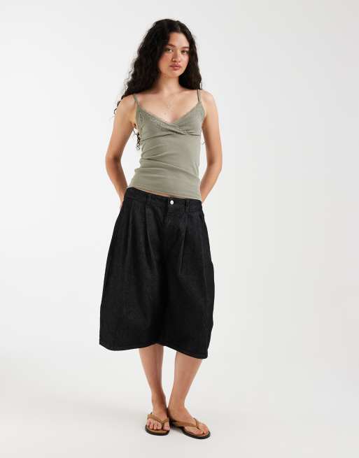 Hollister - Cami met kanten rand in kaki, 4 van 4