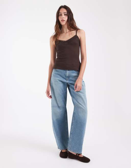 Hollister cami met V-hals en kanten afwerking in bruin, 3 van 4