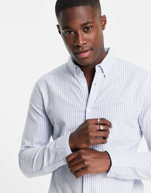Hollister Camicia a maniche lunghe azzurra a righe ASOS