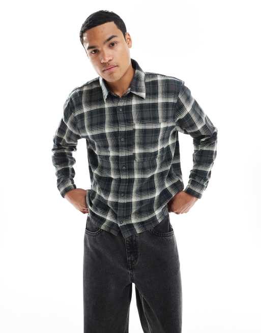 Hollister - Camicia a maniche lunghe in flanella nera a quadri