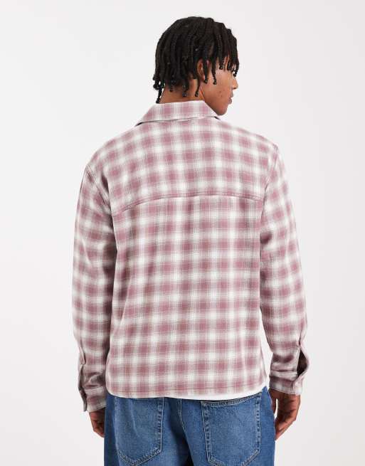 Hollister - Camicia a maniche lunghe in flanella rossa a quadri, 3 di 5