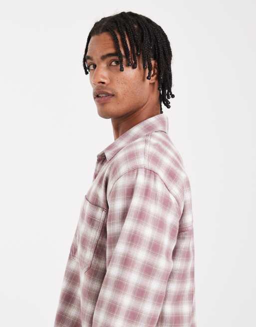 Hollister - Camicia a maniche lunghe in flanella rossa a quadri, 4 di 5