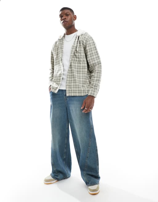 Hollister Camicia a maniche lunghe in flanella verde a quadri