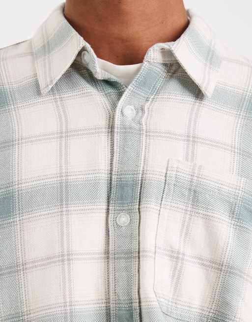 Hollister - Camicia a maniche lunghe in flanella verde a quadri, 5 di 5