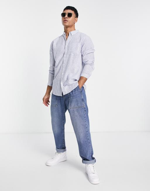 Hollister - Camicia azzurra in lino a righe