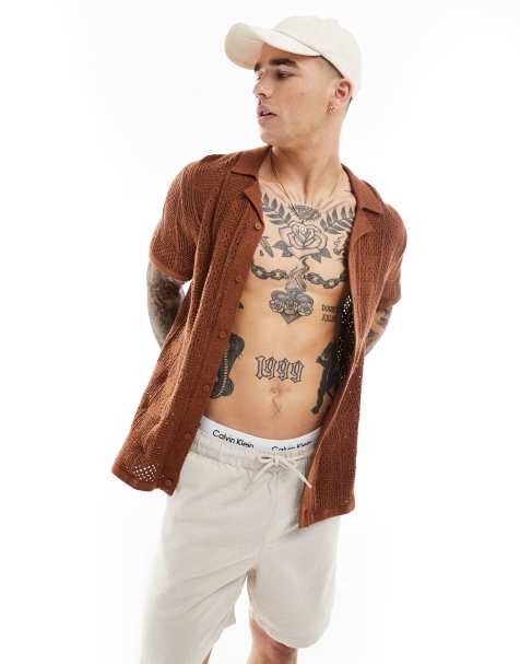 Hollister - Camicia color ruggine traforata a maniche corte - view 1