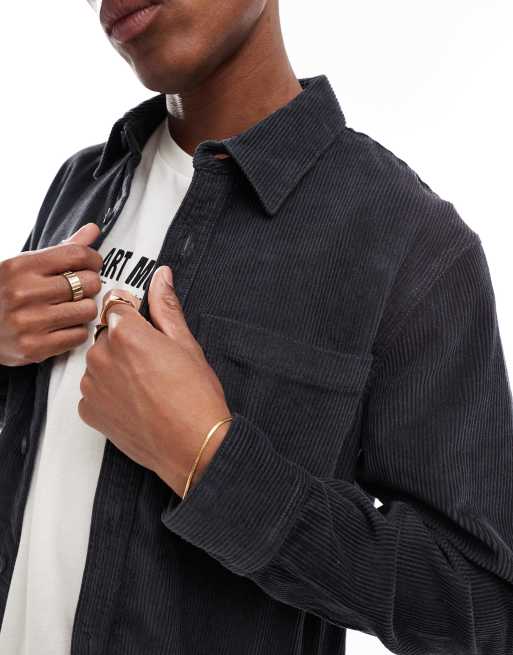 Hollister - Camicia giacca antracite in tessuto a coste larghe, 3 di 4