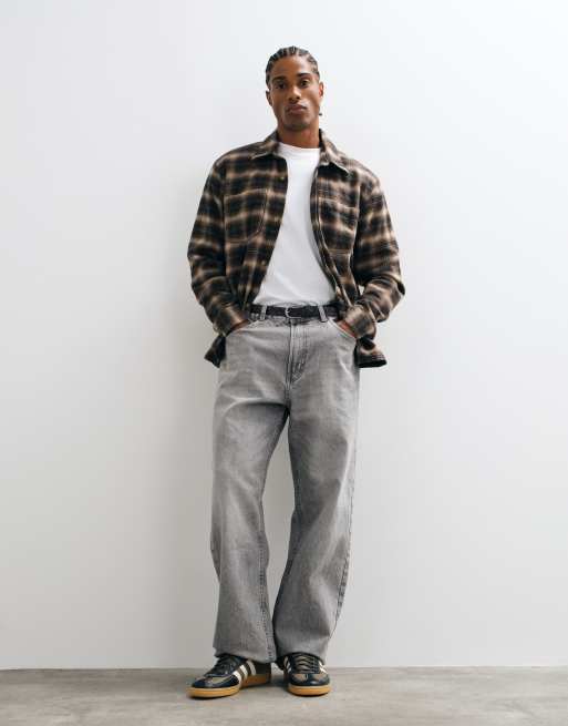 Hollister camicia in flanella garzata a maniche lunghe a quadri khaki, 4 di 5