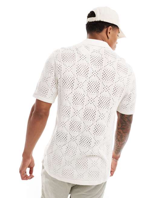Hollister - Camicia lavorata effetto pizzo bianca con bottoni, 4 di 4