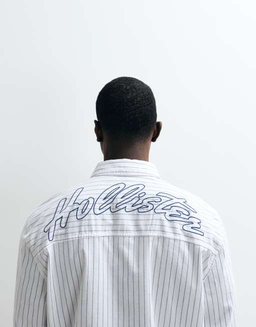 Hollister - Camisa blanca de manga larga de popelina