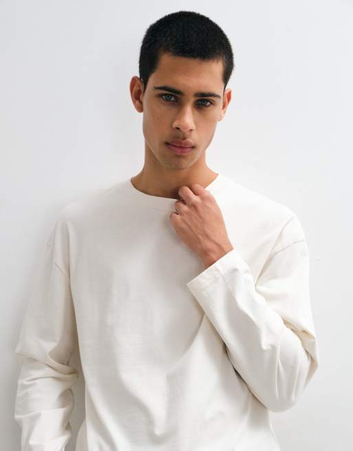 Hollister camiseta de manga larga de algodón grueso en blanco, 1 de 5