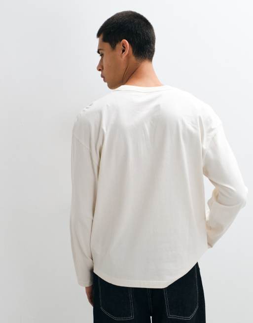 Hollister camiseta de manga larga de algodón grueso en blanco, 4 de 5