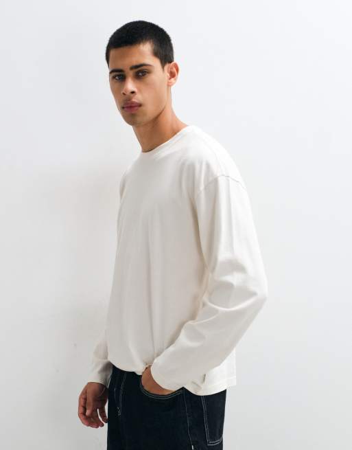 Hollister camiseta de manga larga de algodón grueso en blanco, 5 de 5
