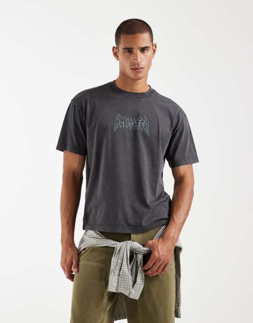 Hollister - Camiseta gris carbón con estampado gráfico en la espalda