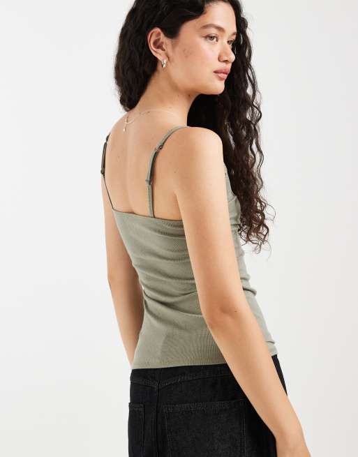 Hollister – Camisole in Khaki mit Spitzenbesatz, 2 von 4