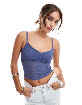 Hollister - Camisole-Oberteil aus Spitze in Blau