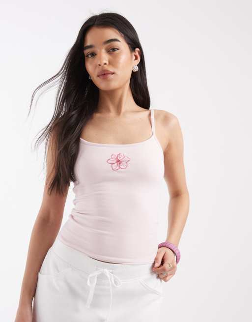 Hollister – Camisole zum Wenden in Rosa mit Mini-Blumengrafik