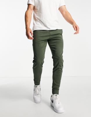 Hollister Print Logo Camo Print Skinny Joggers In Olive Green Camo