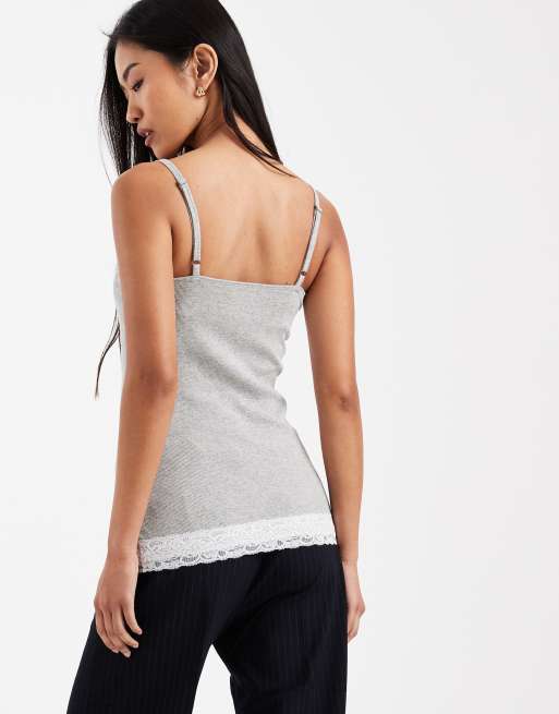 Hollister - Canottiera grigia con finiture in pizzo, 4 di 4