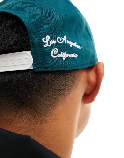 Hollister - Cappellino snapback con visiera verde/bianco con logo, 3 di 4