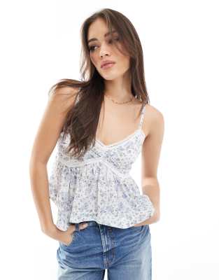 Hollister - Caraco à fleurs avec ourlet en pointe - Bleu | ASOS