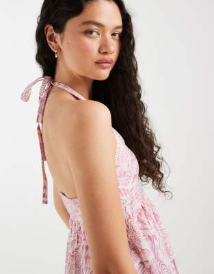 Caraco babydoll à dos nu - Rose S