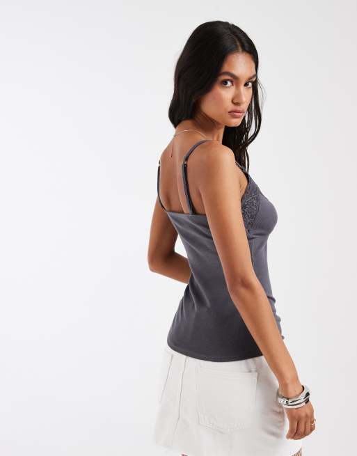Hollister - Caraco bordé de dentelle - Gris foncé, 4 de 4