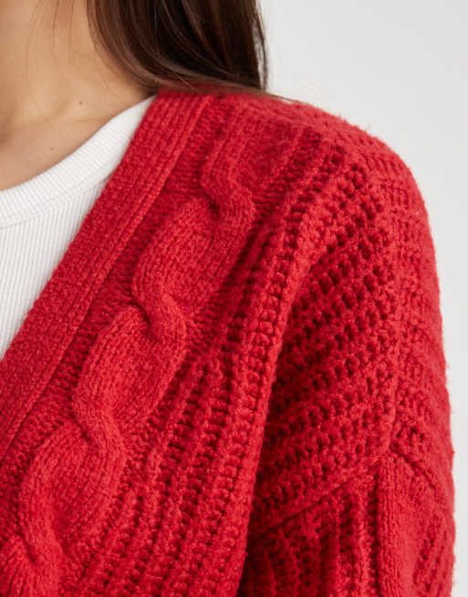 Hollister - Cardigan aperto rosso, 4 di 4