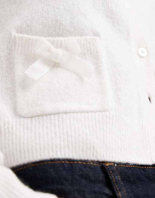 Hollister - Cardigan bianco con fiocco, 3 di 4