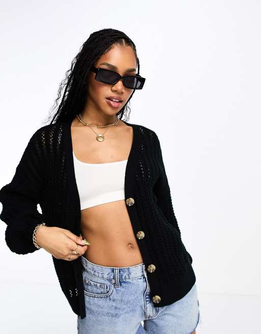 Hollister - Cardigan nero in maglia
