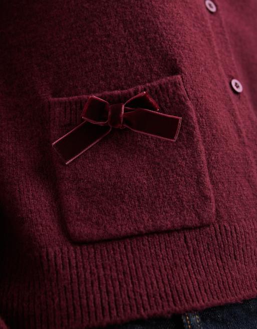 Hollister - Cardigan rosso con fiocco, 3 di 4