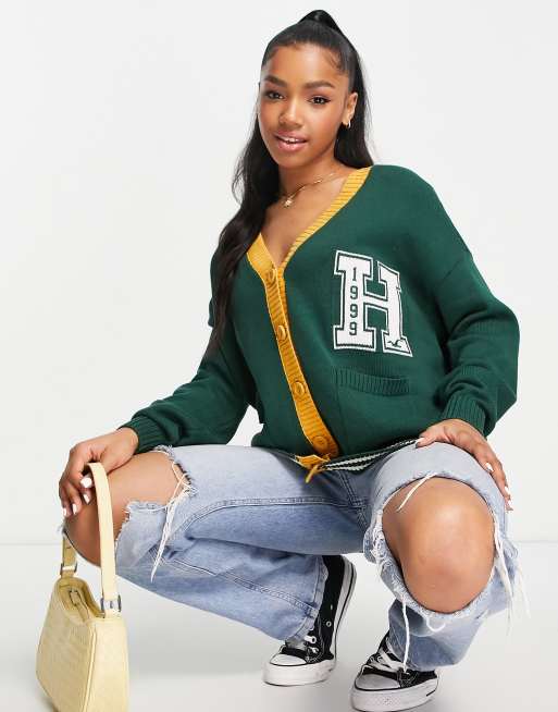 Hollister - Cardigan stile college verde 