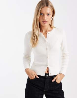 Hollister Cardigan With Gold-tone Buttons In White