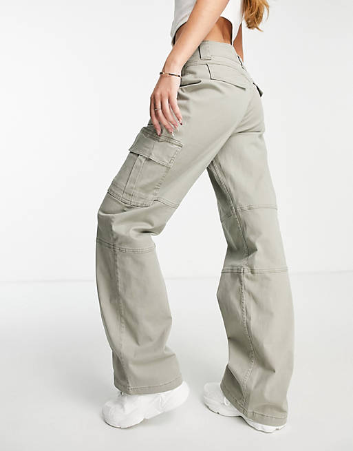Hollister cargo baggy pants in khaki | ASOS