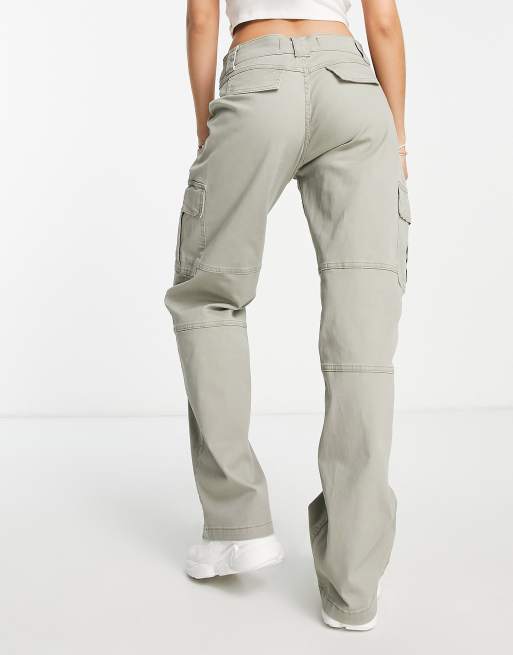 Hollister cargo baggy trousers in khaki