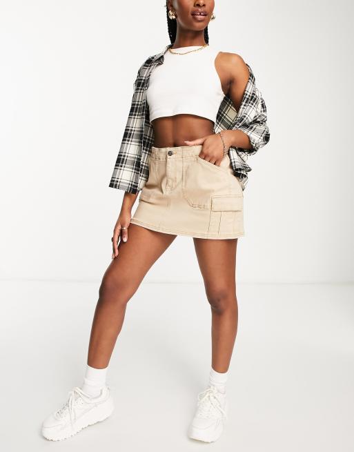 Hollister cargo mini skirt in tan | ASOS