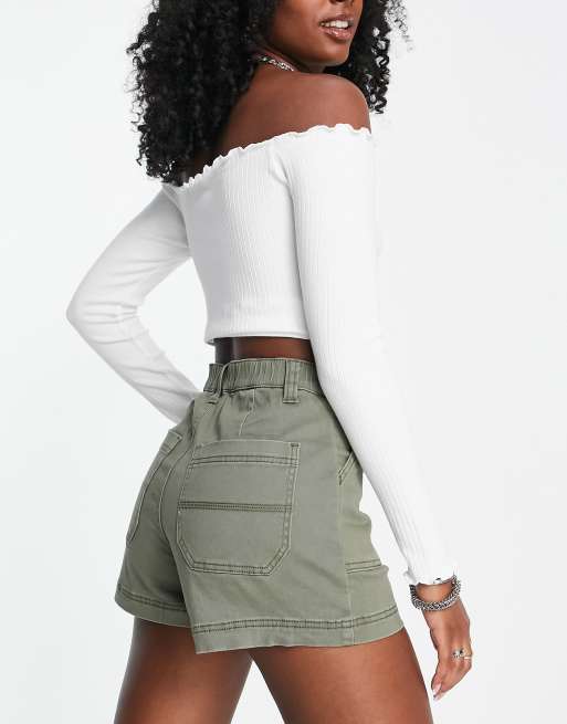 Khaki shorts new arrivals for girls hollister