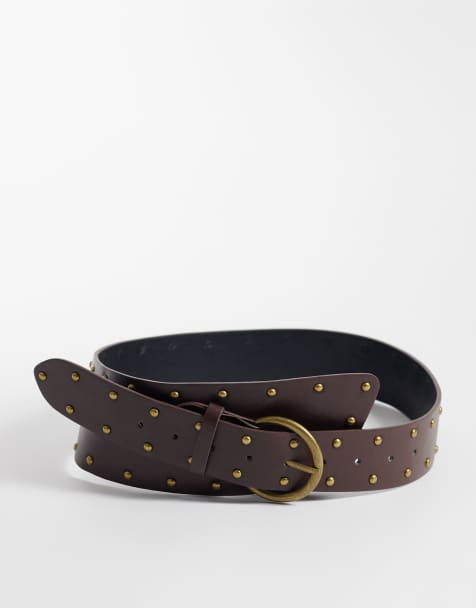 Hollister ceinture asymétrique à clous marron - view 1