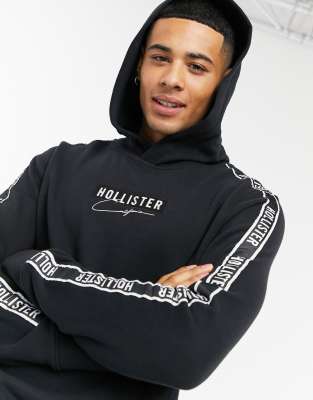 hollister logo tape hoodie