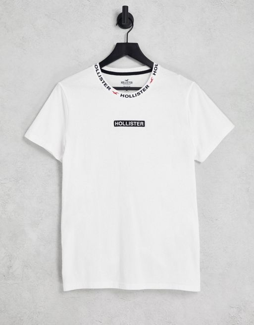 Hollister central and tape logo colourblock t-shirt in white/black | ASOS