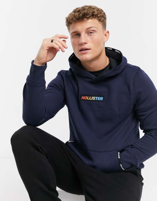 Hollister central logo hoodie in navy | ASOS