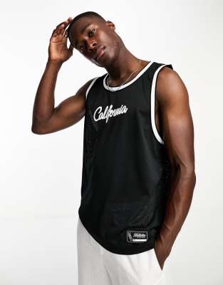 Hollister central logo mesh vest in black