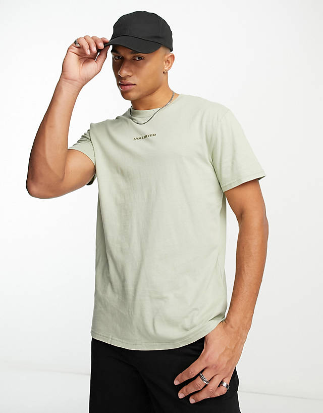 Hollister - central logo oversized boxy fit t-shirt in sage green