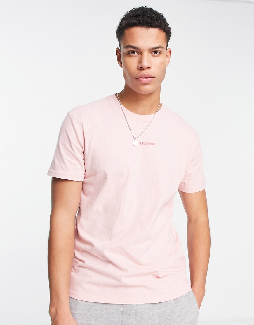 Hollister central logo oversized boxy fit t-shirt in washed pink