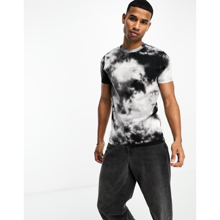 ClassicfuncenterShops Hollister central logo tie dye wash t shirt in white black msgm colour block sweatshirt item