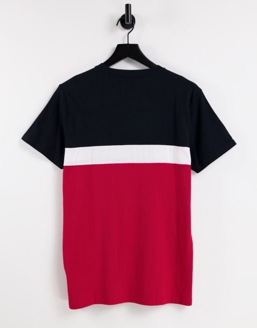 Hollister central logo tri color block T shirt in black white red ASOS
