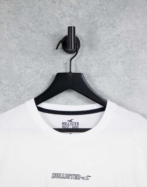 Hollister central logo tri colour block t shirt in white black green