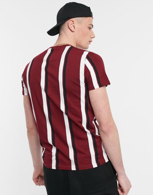 Hollister red and white striped shirt best sale