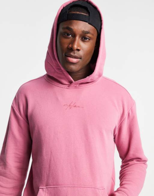 Hollister central script logo hoodie in pink